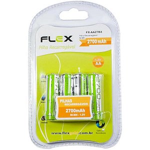 Pilha Recarregável AA 1.2V 2700mAh (C/4 Pilhas) Flex