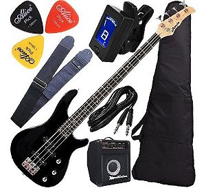 Kit Contrabaixo Austin Kauthon Mais Vendido C/ Cubo Capa