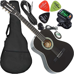 Kit Violão Giannini Start N6 3/4 Preto Eletroacústico Nylon Canhoto