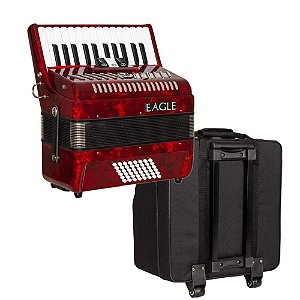 Acordeon Eagle Ega0348 Vermelho 48 Baixos 26 Teclas Capa Bag