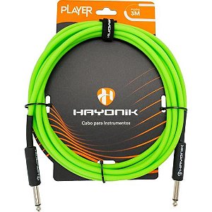 Cabo Para Instrumentos Player P10 x P10 3m Verde Hayonik