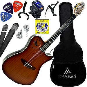Kit Violão Eletroacústico Marquês VN-12 Flat Nylon Castanho VX05