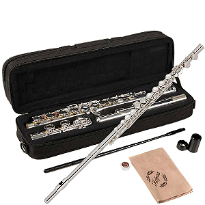 Flauta Transversal Hofma HFL01N Niquelada com Estojo Super Luxo