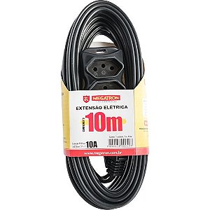 Extensão Tripla Megatron 3 X 0,75 X 10,0M Preta - Alta Qualidade e Durabilidade