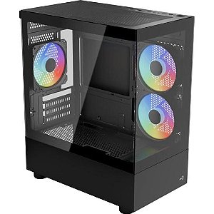 Gabinete Gamer Aerocool Viewport USB-C V1 Preto com Lateral em Vidro Temperado - Performance e Estilo para seu Setup