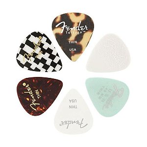 Kit Palheta Fender 351 Thin Multicor - 6 Unidades para Guitarra e Violão