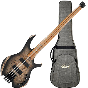 Contrabaixo Cort Space4 SDB Star Dust Black Headless 4 Cordas com Captadores Bartolini e Bag