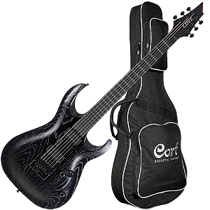 Guitarra Cort KX700 EverTune Open Pore Black Potência e Estabilidade Absolutas com Bag