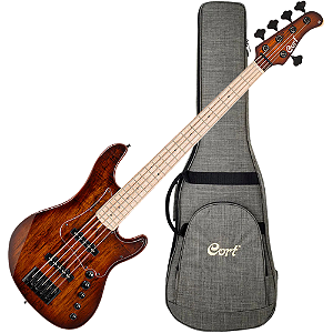Contrabaixo Cort GB-Fusion 5 ABB Antique Brown Burst com Tampo Spalted Maple com Bag