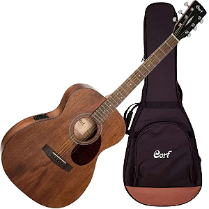 Violão Eletroacústico Cort L-60MF OP Mogno Maciço e Pré Fishman Presys II com Capa