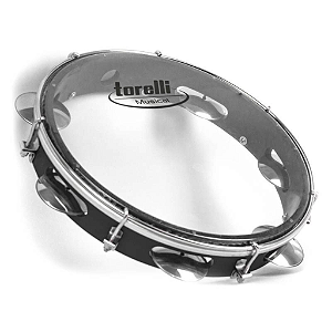 Pandeiro Torelli 10" Pele Cristal ABS Preto TP348PT com Platinelas de Alumínio
