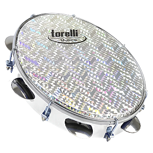 Pandeiro 10" Torelli TP308BC Branco com Pele Holográfica e Corpo Injetado