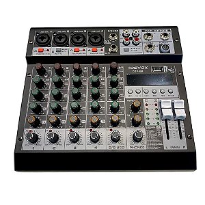 Mixer DTP-6M Devox Mesa de Som 6 Canais USB Bluetooth Phantom Power 48V