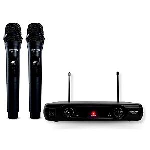 Sistema de Microfone Sem Fio Duplo Devox DX-158 VHF com 2 Canais