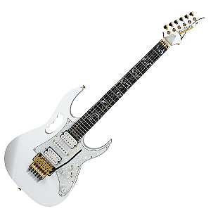 Guitarra Ibanez JEM7VP-WH Steve Vai Signature Premium White com Pickups DiMarzio Evolution HSH e Bag