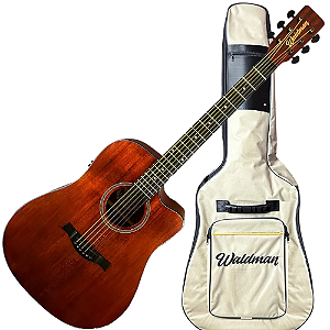 Violão Eletroacústico Waldman DCEX-1041 BR Tampo Maciço e Equalizador EQ-4RTX com Bag