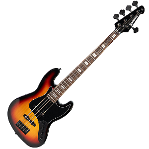 Contrabaixo 5 Cordas Waldman Premium Mastery GJJ405A TS 3-Tone Sunburst com Captação JJ Ativa