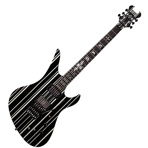 Guitarra Schecter Synyster Custom GBSPS Black with Silver Stripes com Sustainiac e Floyd Rose
