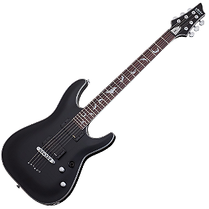 Guitarra Schecter Damien Platinum 6 SBK Satin Black com Captadores EMG 81/85 e Ponte Tune-O-Matic