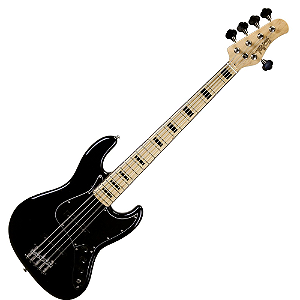 Contrabaixo Tagima TJB-5 BK Jazz Bass 5 Cordas Preto com Captadores Single Coil Passivo e Ponte Fixa