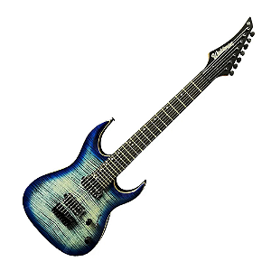 Guitarra Waldman WGAR227F JE 7 Cordas Super Strato Jewel Blue - HH Cerâmicos Ponte Fixa