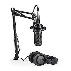 Kit Microfone Audio-Technica AT2035PK Cardióide com Headphone ATH-M20x e Braço Articulado