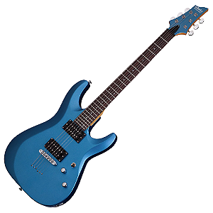 Guitarra Schecter C-6 Deluxe Satin Metallic Light Blue com Captadores Schecter Diamond Plus Humbucker e Ponte Tune-O-Matic