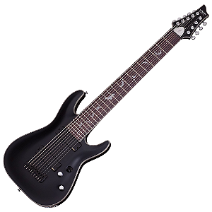 Guitarra Schecter Damien Platinum-9 SBK Satin Black 9 Cordas com Captadores EMG 909 e Ponte Fixa