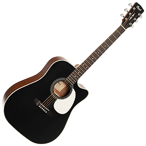 Violão Eletroacústico Cort MR500F-CED BKS Black Satin Dreadnought com Solid Red Cedar e Fishman Presys VT