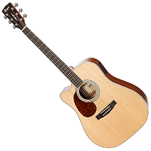 Violão Eletroacústico Cort MR710F NS Natural Satin Dreadnought com Solid Sitka Spruce e Fishman Presys II Canhoto