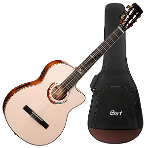 Violão Eletroacústico Cort Sol Encanto WBL White Blonde Gloss Clássico Nylon com Engelmann Spruce e Fishman Flex Blend e Bag