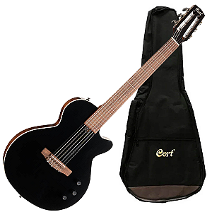 Violão Eletroacústico Cort Sunset Nylectric II BK Black com Tampo Spruce e Fishman VTB e Bag