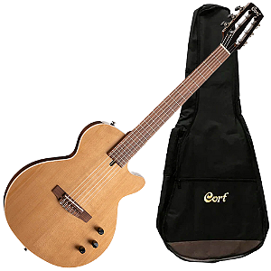 Violão Eletroacústico Cort Sunset Nylectric II NAT Natural Gloss Clássico Nylon com Tampo Spruce e Fishman VTB e Bag