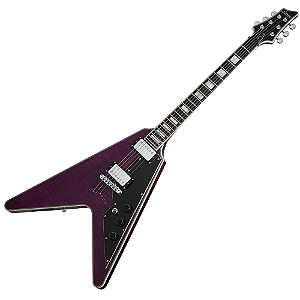Guitarra Schecter V-1 Custom TPB Trans Purple com Captadores Schecter Diamond Plus HH e Ponte TonePros Locking Tune-O-Matic String-Thru