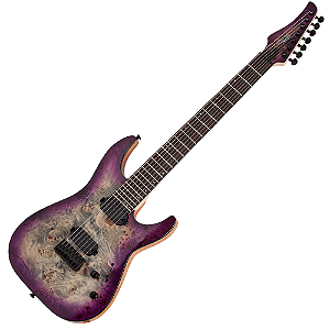 Guitarra Schecter C-7 Pro ARB Aurora Burst 7 Cordas com Captadores Schecter Diamond Decimator HH e Ponte Schecter Custom Hardtail