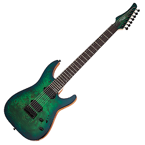 Guitarra Schecter C-7 Pro AQB Aqua Burst 7 Cordas com Captadores Schecter Diamond Decimator HH e Ponte Schecter Custom Hardtail