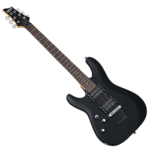 Guitarra Schecter C-6 Deluxe LH SBK Satin Black com Captadores Schecter Diamond Plus HH e Ponte Tune-O-Matic Thru-Body