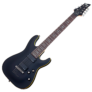 Guitarra Schecter Demon-7 ABS Aged Black Satin 7 Cordas com Captadores Schecter Diamond Active HB-105S e Ponte Hardtail 3662