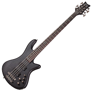 Contrabaixo Schecter Stiletto Studio-8 STBLS See-Thru Black Satin com Captadores EMG 35HZ e Ponte Schecter Custom Bass String Thru 2742
