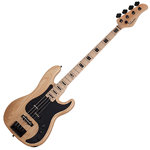 Contrabaixo Elétrico Schecter Justin Beck V Ani Gloss Natural com Captadores Schecter USA MonsterTone J/P e Ponte Schecter Custom 2664
