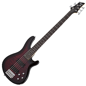Contrabaixo Elétrico Schecter C-5 Plus See Through Cherry Burst com Captadores Schecter Diamond Bass e Ponte Schecter Diamond Bass 594