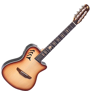 Violão Eletroacústico Marquês 7-VN-23NBEQ 7 Cordas Super Flat Natural Sombra com MET-A08