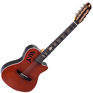 Violão Eletroacústico Marquês 7-VN-23CTSEQ 7 Cordas Super Flat Castanho Fosco Nylon com MET-A08