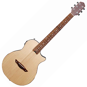 Violão Elétrico Giannini Stage STS SPC CEQ NS Natural Satin Flat Cutaway com Tampo em Sitka Spruce Maciço e Equalizador UK-T3