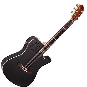 Violão Eletroacústico Marquês VA-144BKSEQ Flat Travel Baby Black Fosco Aço com MET-A08