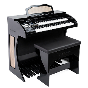 Órgão Digital Acordes AC450 Preto Alto Brilho com Teclados Waterfall, Drawbars Configuráveis, 128 Timbres GM e Pedaleira de 20 Notas