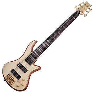 Contrabaixo Schecter Stiletto Custom-6 NAT Natural Satin com Captadores EMG 40HZ e Ponte Schecter Custom String-Thru 2543