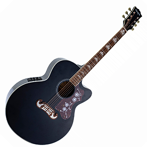 Violão Eletroacústico Marquês VA-209BKEQ Jumbo Cutaway Black Brilho Aço com Fishman Presys+