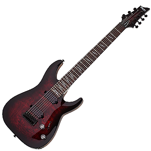Guitarra Schecter Omen Elite-7 BCHB Black Cherry Burst com Captadores Schecter Diamond Heretic e Ponte Hardtail w/ String Thru Body 2456