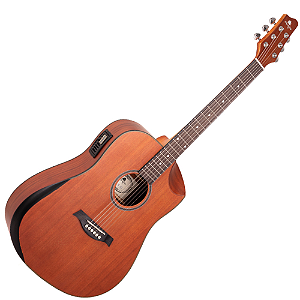 Violão Eletroacústico Marquês VA-132CTSEQ Folk Half Cutaway Castanho Fosco Aço com B-12